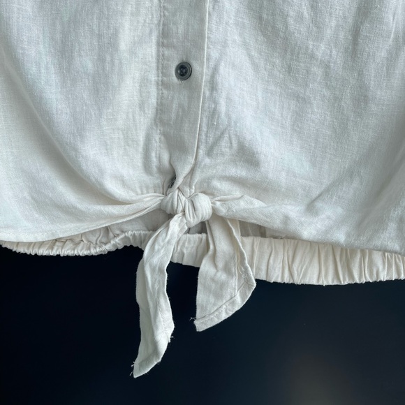 Urban Outfitters Cream Button Down Linen Top - Picture 3 of 5